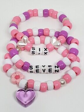 Handmade Pastel Pearl Kawaii Six Seven Stackable Kandi Bracelets